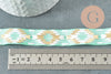 EP-Ruban élastique motif Aztèque vert or EFJF, fabrication bijoux,bracelet EVJF,ruban mariage,scrapbooking,16mm,1 mètre-G1850