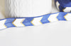 EP Ruban élastique motif chevron bleu or EFJF,fabrication bijoux, bracelet EVJF,ruban mariage,scrapbooking,16mm,1 mètre-G1572