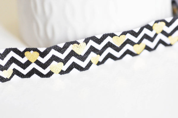 EP Ruban élastique zigzags coeurs or EFJF 16mm,1 mètre-G1584