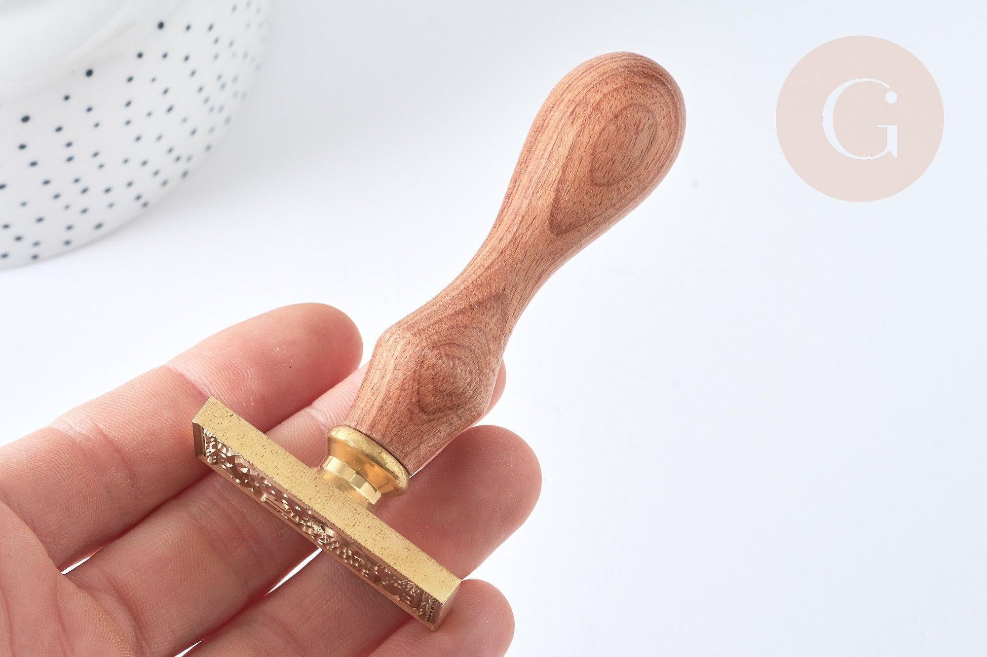 EP-Sceau laiton massif Tarot cire à cacheter manche bois 9cm, création de sceaux personnalisés pour invitation de mariage, x1 G7747
