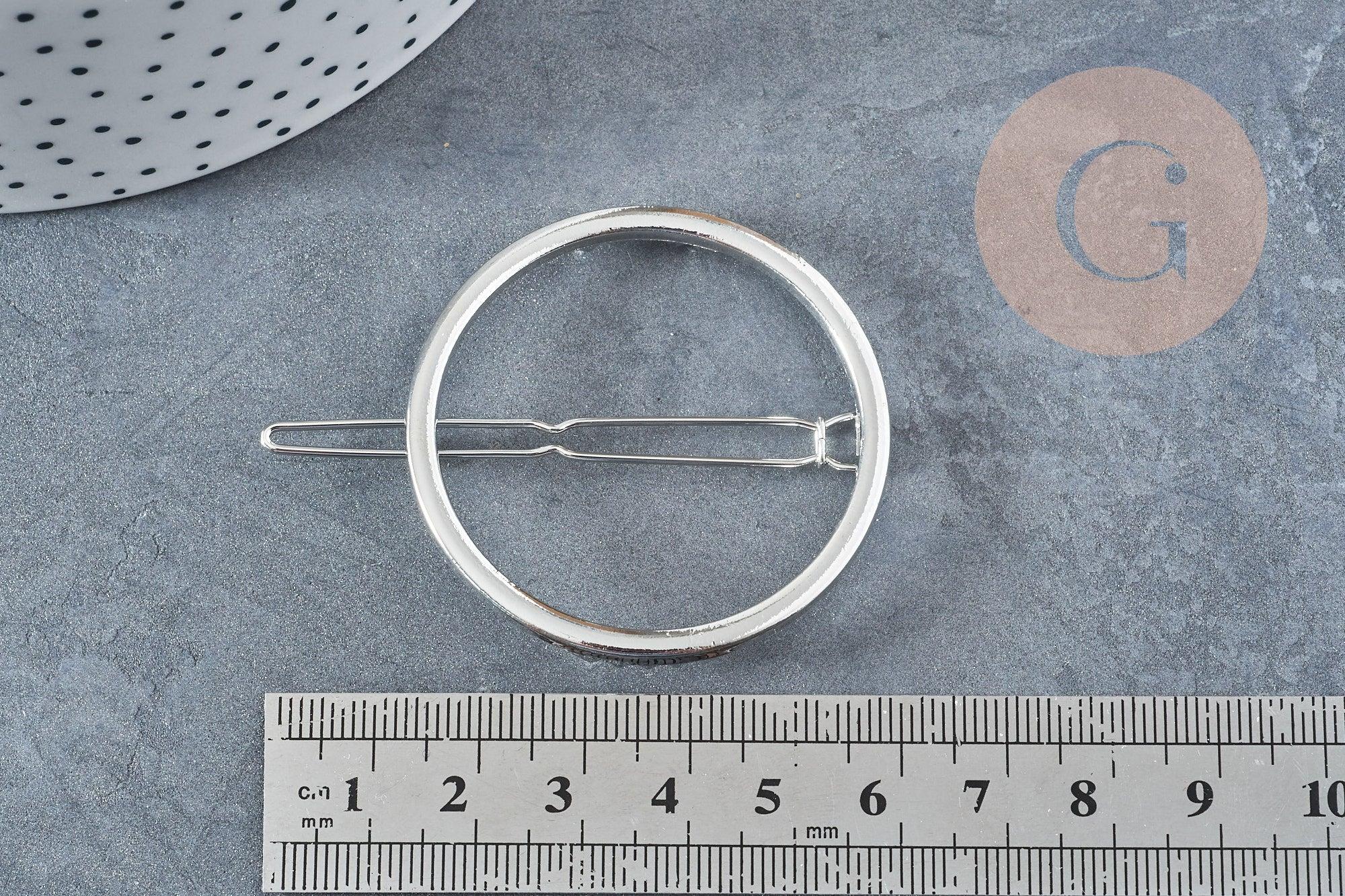 Support barrette clip ronde métal argenté 47mm, x1 (G8834)