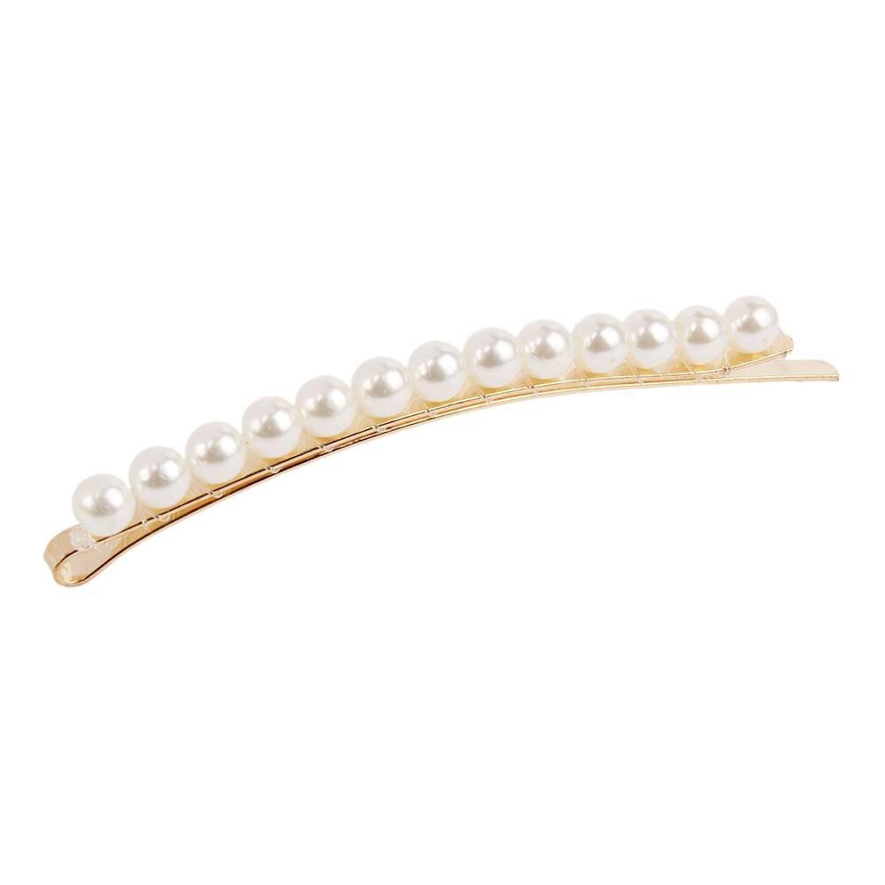 EP Support de barrette imitation perle eau douce fer doré 85mm, x1 (G2103)