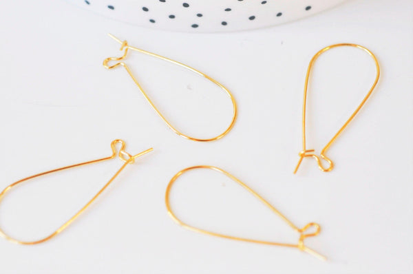EP-Support de boucles fil doré 16k,montage bijoux DIY, oreilles percées, création bijoux, boucles dorées,x 2, 34.5mm G5032