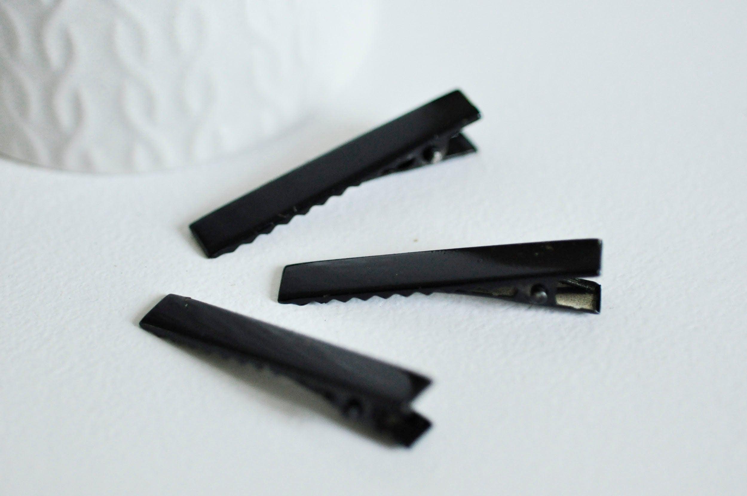 EP Supports barrette métal noir 46mm, x2 (G1410)