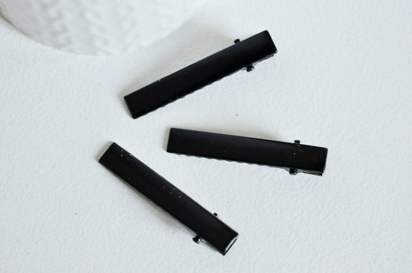 EP Supports barrette métal noir sans plateau, pince crocodile,accessoires cheveux, fabrication bijoux, x 2, 4.6cm-G1410