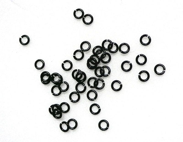 EP anneaux ronds noirs, fournitures créatives, anneaux ouverts, fournitures noires,création bijoux, x 50, 5mm-G710