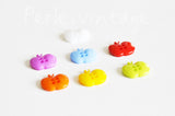 EP boutons pomme en plastique brillant lot multicolore, fournitures coutures, bouton enfant, bouton fruit, 14mm, x 10,G2540