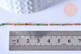 EP-chaine de cheville acier doré 14k résine multicolore chaine doree 1.5-2mm/23cm, x1 (G3662)