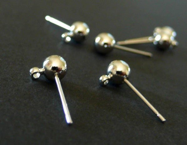 EP clous-puces oreille boule platine et anneau,fournitures créatives, boucles d'oreille,création bijoux,oreille percée,diamètre 5mm, x 10