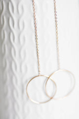 EP collier cercles entrelacé acier inoxydable or rose,collier sans nickel,collier minimaliste, cadeau St valentin 2mm,45cm-G0632