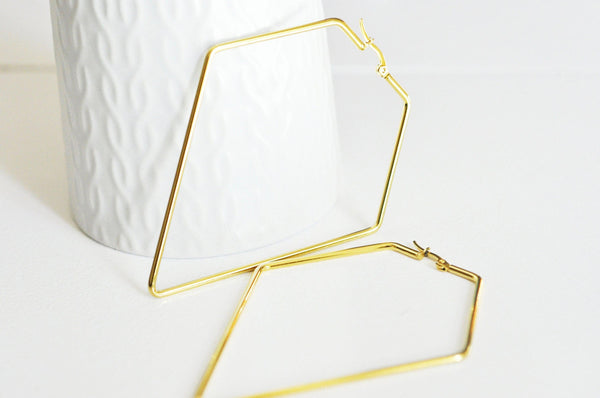 EP créole diamant géométrique acier doré 87mm, la paire,G2415