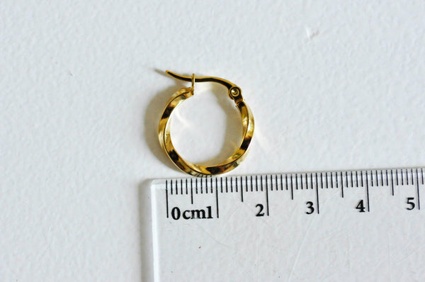 EP créoles torsadées acier 304 inoxydable doré 20mm, x2-G0561