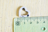 EP-fermoir à clapet coeur laiton argenté et strass 18mm, x1 (G3092)