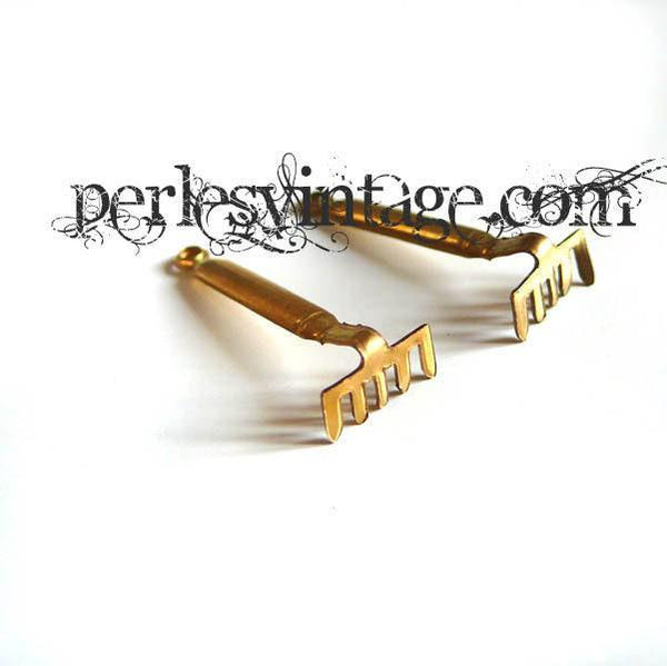 EP-pendentif mini rateau en laiton, x 2 (G7521)