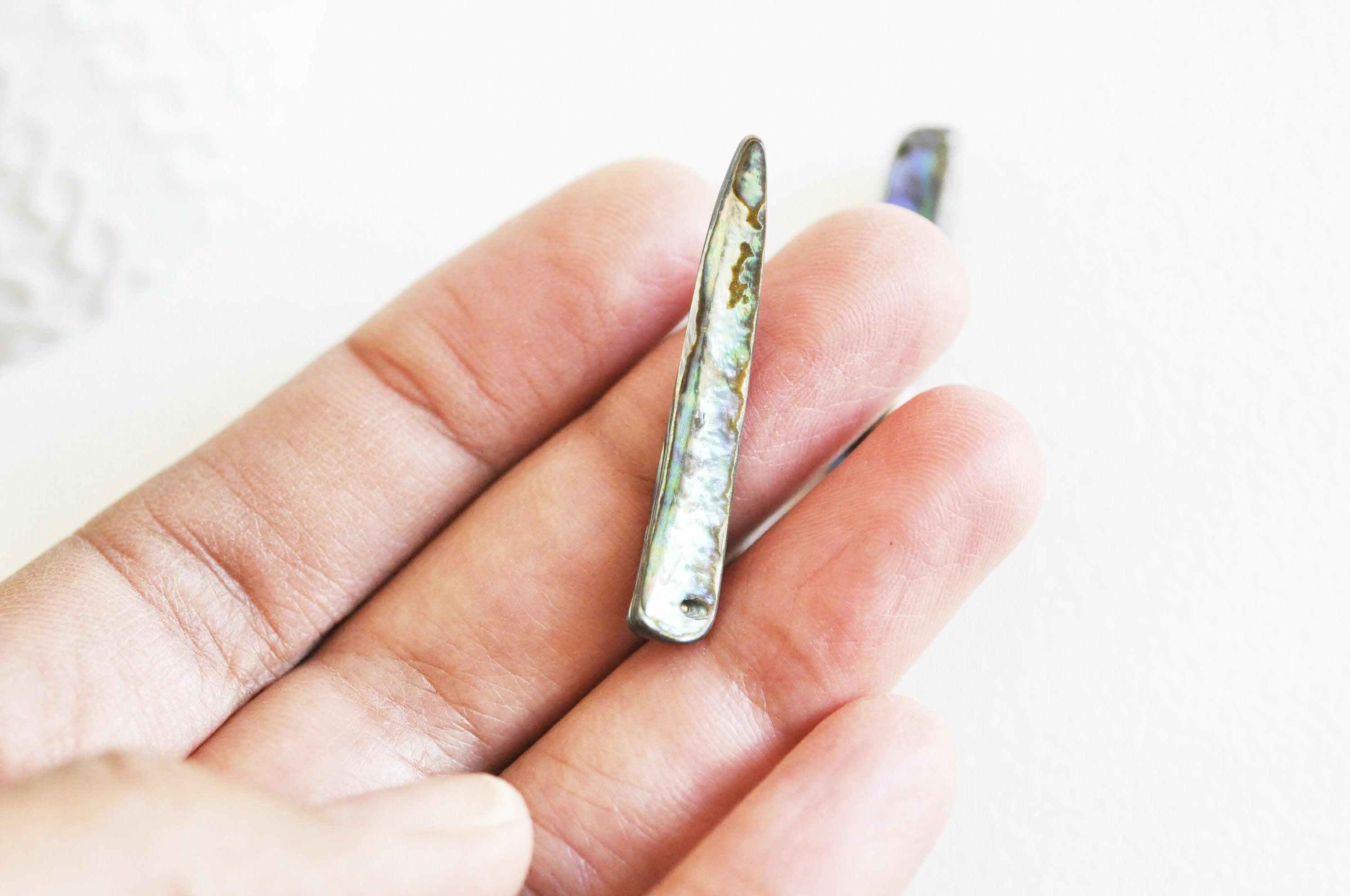 EP-perle coquillage naturel nacre dent abalone 40mm,le x 2 G5142