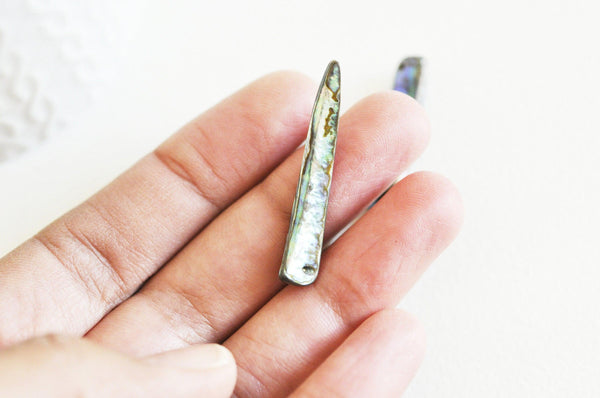 EP-perle coquillage naturel nacre dent abalone 40mm,le x 2 G5142