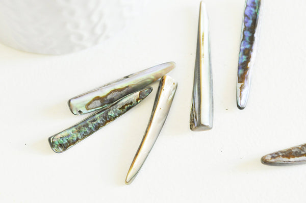 EP-perle coquillage naturel nacre dent abalone 40mm,le x 2 G5142