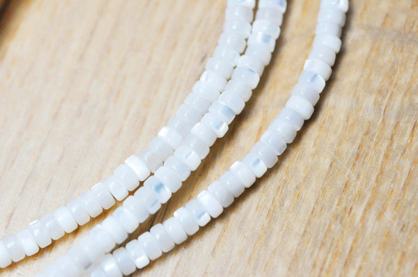 EP-perle nacre blanche naturelle heishi,tube coquillage ivoire,perle coquillage,création bijoux,2x4mm, le fil de 185 perles G4773