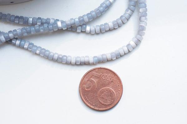 EP-perle nacre naturelle heishi gris pastel,tube coquillage coloré,perle coquillage,création bijoux,2x4mm, le fil de 185 perles G4769