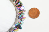 EP perle nuggets cristal quartz noir irisé,perle quartz naturel,perle pierre, création bijoux, fil de 37cm,10-23mm,G3041