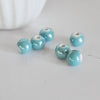 EP perle ronde porcelaine turquoise irisé,perle céramique,porcelaine turquoise,bijou porcelaine perle ronde, Les 5, 1cm-G528