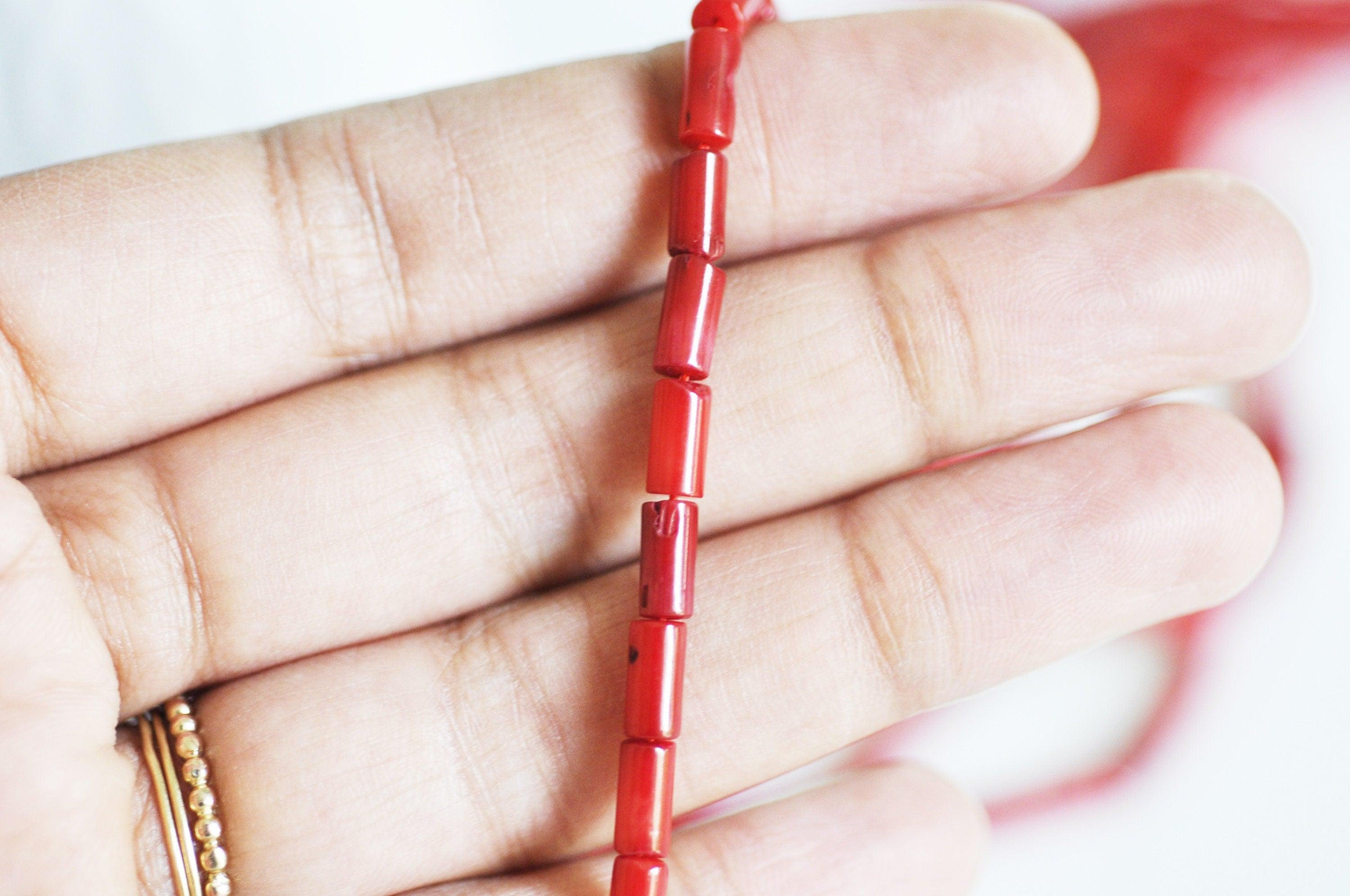 EP - perle tube bambou de mer orange 4mm, fil 44cm,G3173