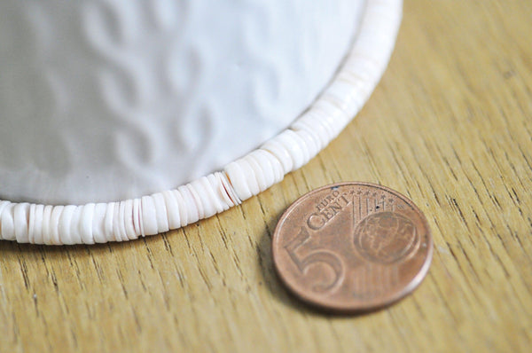 EP-perles coquillage rose naturel heishi 5-6mm, le fil de 500 perles G3848