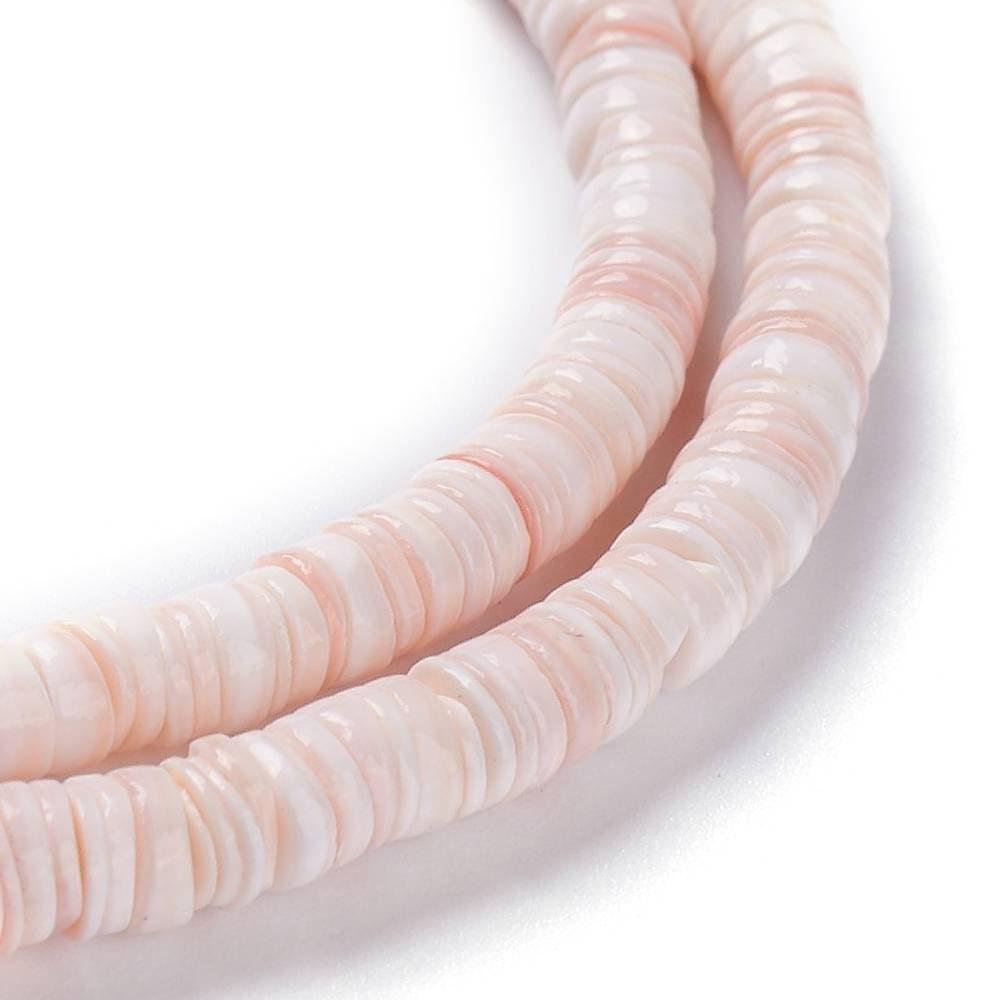 EP-perles coquillage rose naturel heishi 5-6mm, le fil de 500 perles G3848