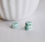 EP perles ronde porcelaine turquoise,perle céramique, perle céladon,perle disque, création bijoux, 13mm, x 10-G1575