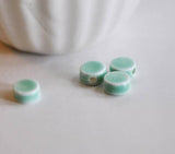EP perles ronde porcelaine turquoise,perle céramique, perle céladon,perle disque, création bijoux, 13mm, x 10-G1575