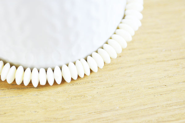 EP - perles rondelles bambou de mer blanc, perles imitation corail, fabrication bijoux, corail naturel, fil de 120perles, 7-7.5mm G4781