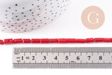 perles tube corail en bambou de mer (imitation corail), corail teinté, 13mm, x1, le fil de 41cm (G3780)