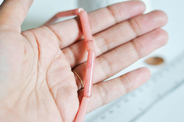 EP perles tube jade rose Naturel 36mm, x1 fil G2756