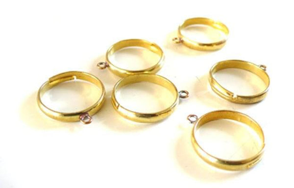 EP supports de bague laiton brut doré avec anneau, x4