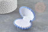 Ecrin bijou coquillage Velours bleu, boite bijoux, rangement bijoux, intérieur blanc, 3.5x3.8cm, x1 G3293
