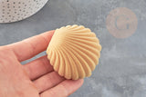Ecrin bijou coquillage Velours jaune moutarde 3.5x3.8cm, x1 (G5097)