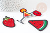 Ecusson à repasser pastèque fraise cocktail,customisation vêtement, écusson thermocollant fruit,patch brodé,57mm,x3 G1820