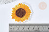 Ecusson brodé Tournesol thermocollant jaune 44mm, x1 (G7436)