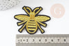 Ecusson brodé à repasser abeille dorée 63mm customisation vêtement, écusson thermocollant,patch brodé,écusson brodé x2 G3769