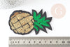 Ecusson brodé à repasser ananas jaune vert doré customisation vêtement, écusson thermocollant fruit,patch brodé,83mm, x1 G5078