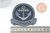 Ecusson brodé à repasser ancre marine 79mm customisation vêtement, écusson thermocollant,patch écusson brodé, x1 G9768
