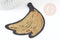 Ecusson brodé à repasser banane jaune doré customisation vêtement 94mm, écusson thermocollant fruit,patch brodé, x1,G2860