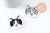 Ecusson brodé à repasser chat noir & blanc customisation vêtement 37mm, x1 (G9808)