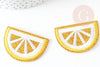 Ecusson brodé à repasser citron jaune doré customisation vêtement 46.5mm, écusson thermocollant fruit, x2 G2861