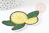 Ecusson brodé à repasser citron jaune doré customisation vêtement, écusson thermocollant fruit, x2 G5080