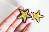 Ecusson brodé à repasser étoile dorée 39mm customisation vêtement, écusson thermocollant,patch écusson brodé,x2,G2855