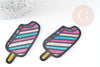 Ecusson brodé à repasser glace à l'eau customisation vêtement, écusson thermocollant,patch écusson brodé,64.5mm,x2 G3419