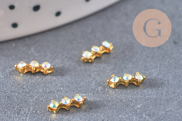 Element à coller zamac doré et zircon AB 57x2.2mm, x2 (G5252)