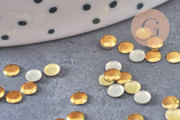 Element rond à coller en zamac doré,fournitures à coller pour décorer pierres et bijoux,4x2mm, x10 G5271