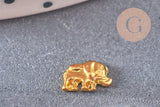 Éléphant à coller zamac doré 4x7mm,fournitures à coller pour décorer pierres et bijoux, x3 (G5280)